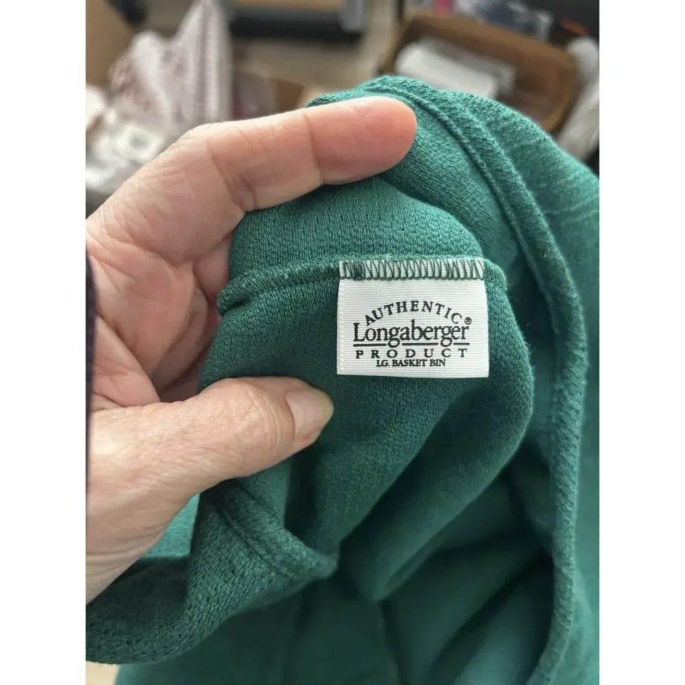 Longaberger Large Bin Basket Ivy Green Fabric Over Edge Liner